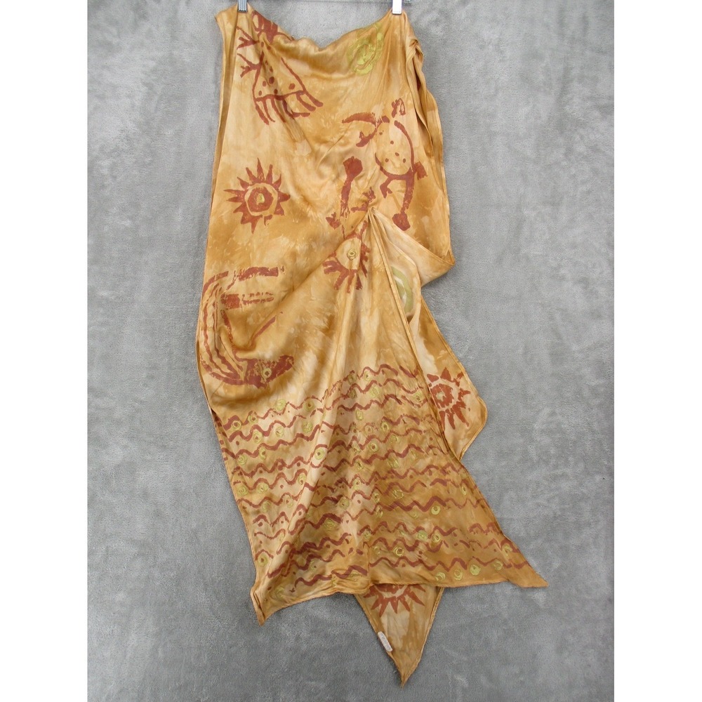 Vintage Laise Adzer Scarf One Size Silk Lagenlook Art to Wear Boho Hand Painted